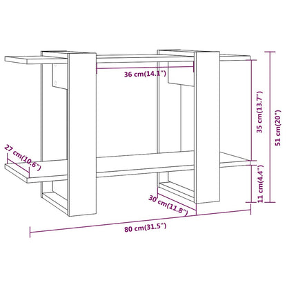 Libreria/Divisorio Rovere Fumo 80x30x51 cm