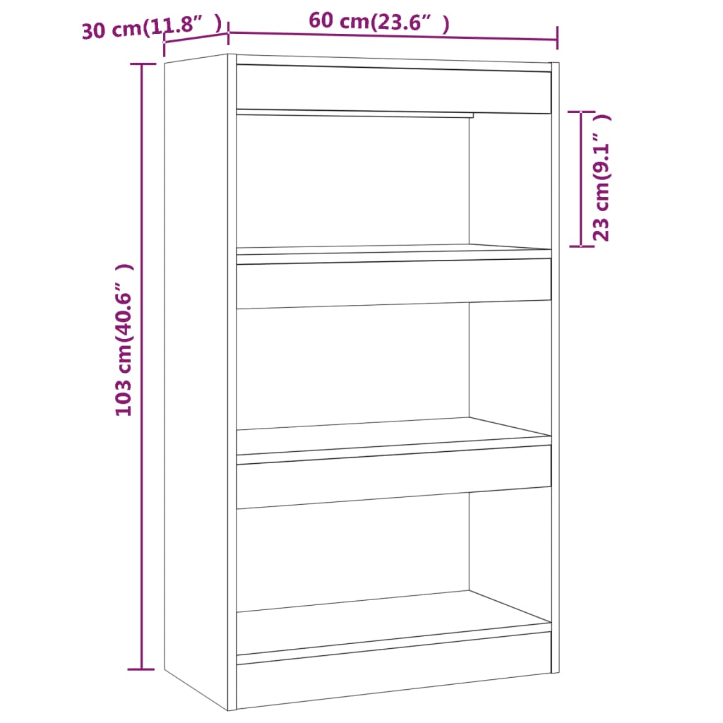 Libreria/Divisorio Rovere Fumo 60x30x103 cm in Truciolato | homemem39