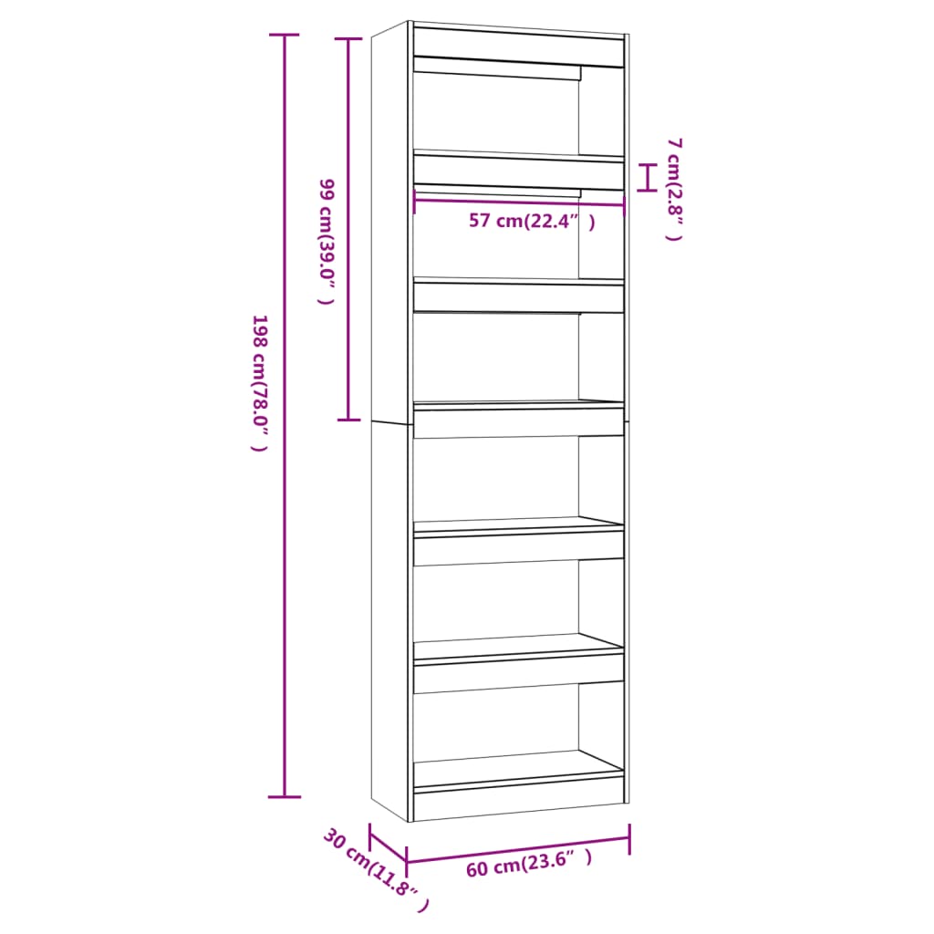 Libreria/Divisorio Grigio Sonoma 60x30x198 cm | homemem39