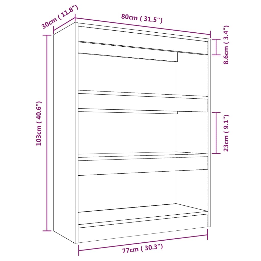Libreria/Divisorio Grigio Sonoma 80x30x103 cm Legno Multistrato | homemem39