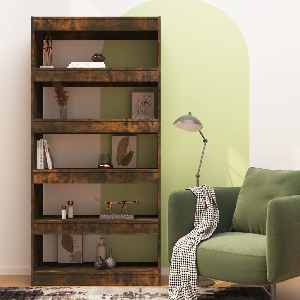 Libreria/Divisorio Rovere Fumo 80x30x166 cm in Truciolato | homemem39