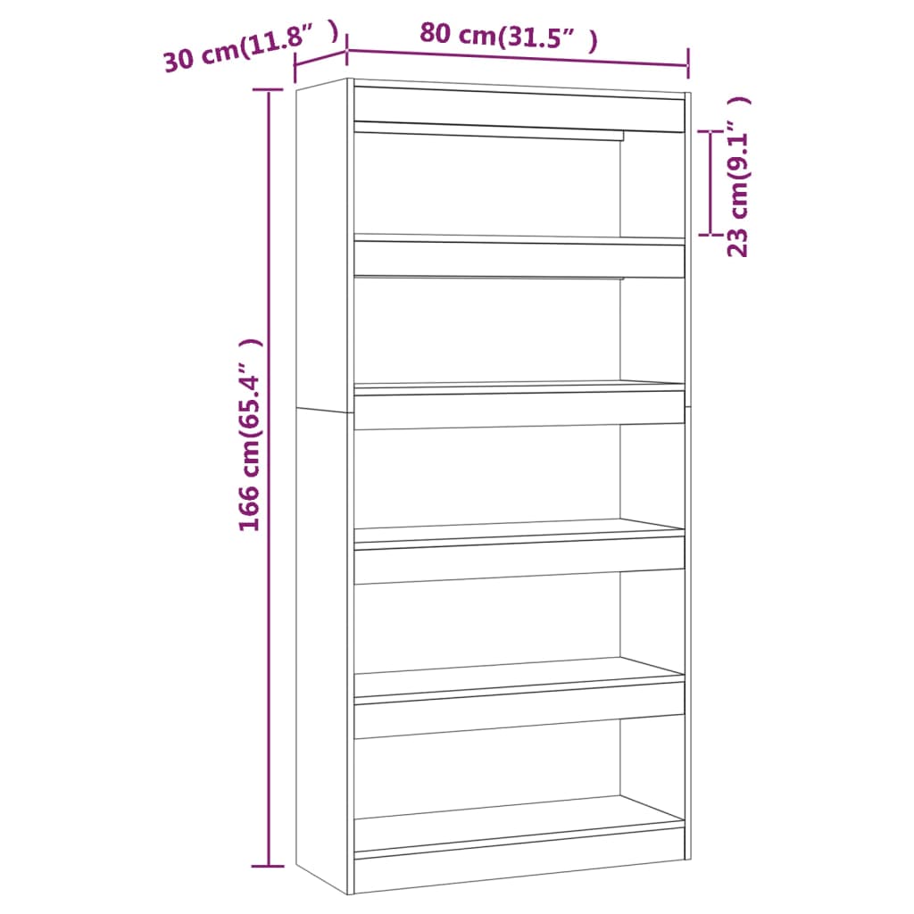 Libreria/Divisorio Rovere Fumo 80x30x166 cm in Truciolato | homemem39