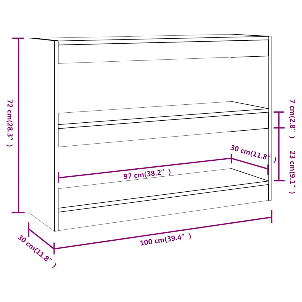 Libreria/Divisorio Rovere Fumo 100x30x72 cm | homemem39