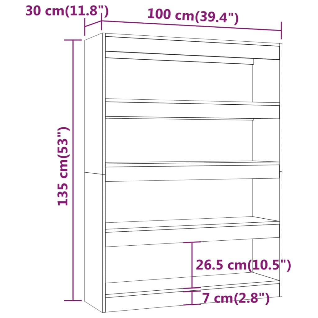 Libreria/Divisorio Grigio Sonoma 100x30x135 cm | homemem39