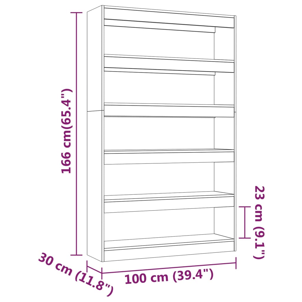 Libreria/Divisorio Rovere Fumo 100x30x166 cm - homemem39