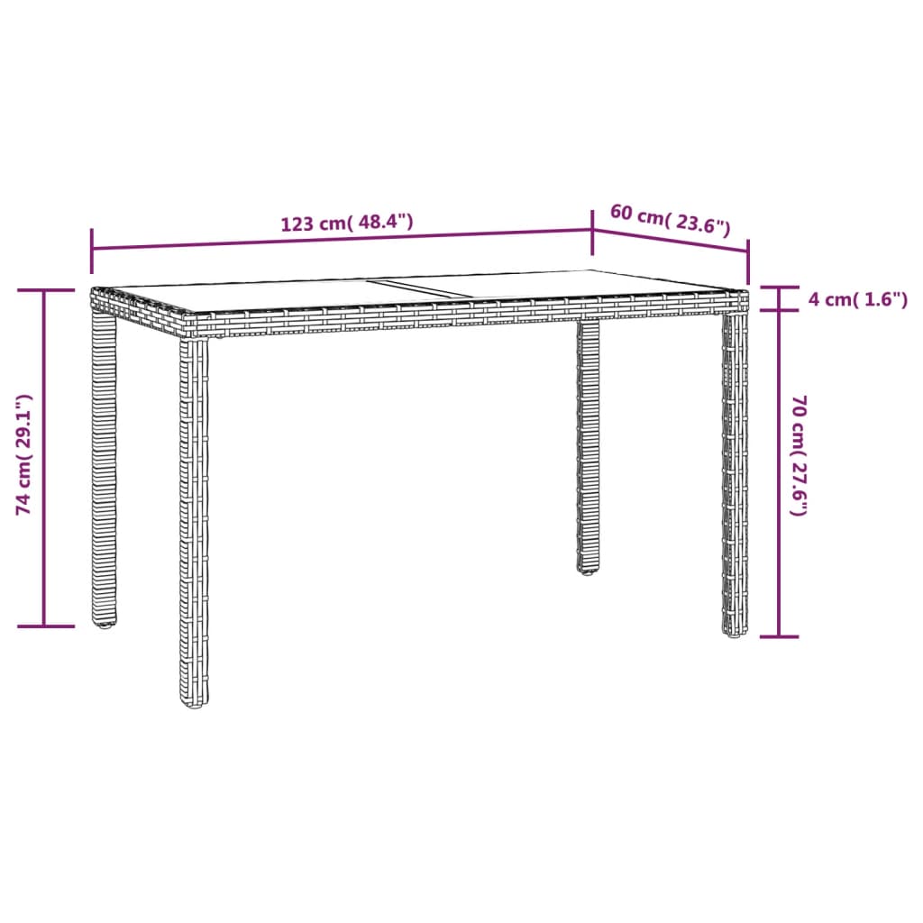 Set da Pranzo da Giardino 3 pz con Cuscini Polyrattan Grigio