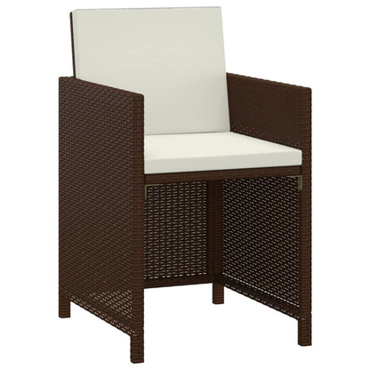 Set da Pranzo da Giardino 3 pz e Cuscini in Polyrattan Marrone | homemem39