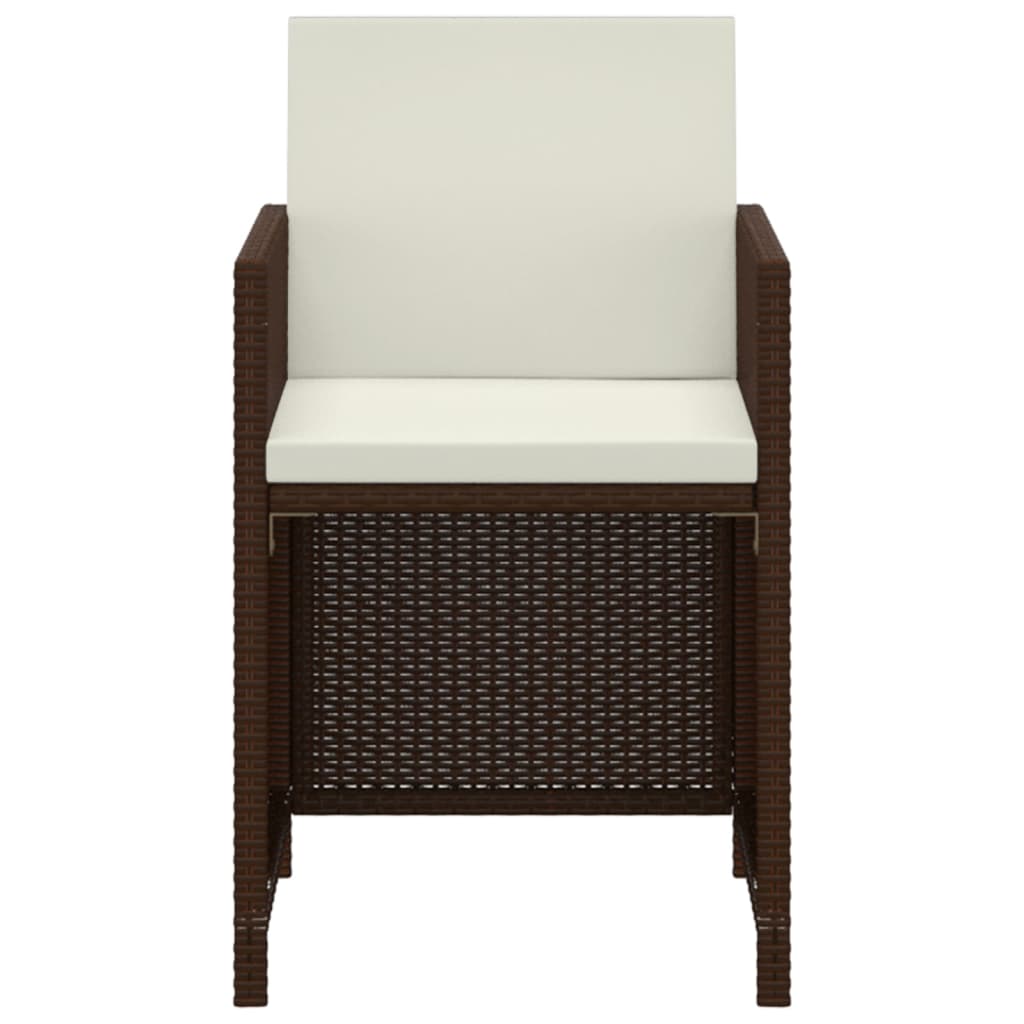 Set da Pranzo da Giardino 3 pz e Cuscini in Polyrattan Marrone | homemem39