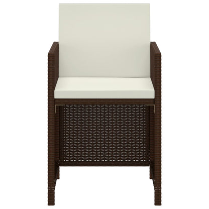 Set da Pranzo da Giardino 3 pz e Cuscini in Polyrattan Marrone | homemem39