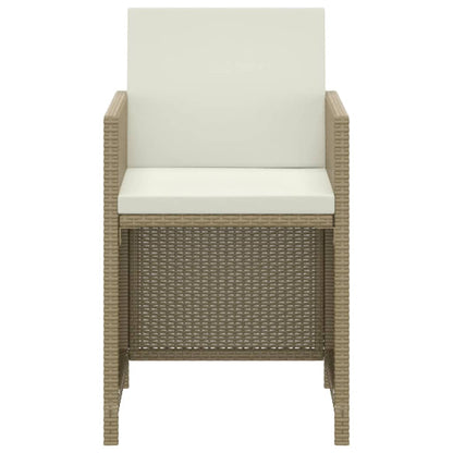 Set da Pranzo da Giardino 3 pz con Cuscini in Polyrattan Beige | homemem39