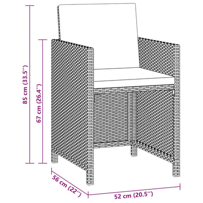 Set da Pranzo da Giardino 3 pz con Cuscini in Polyrattan Nero | homemem39