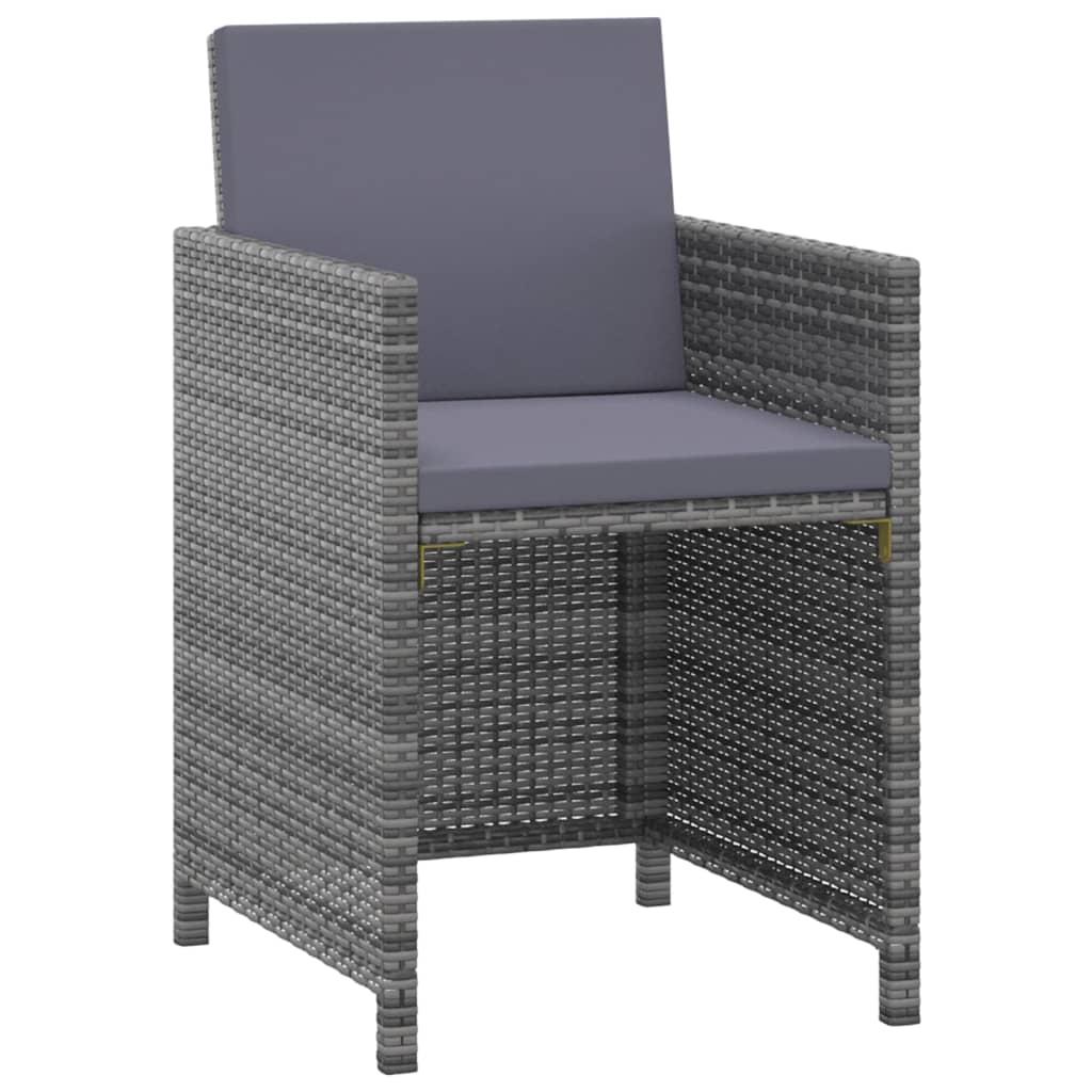 Set da Pranzo da Giardino 3 pz con Cuscini Polyrattan Grigio | homemem39