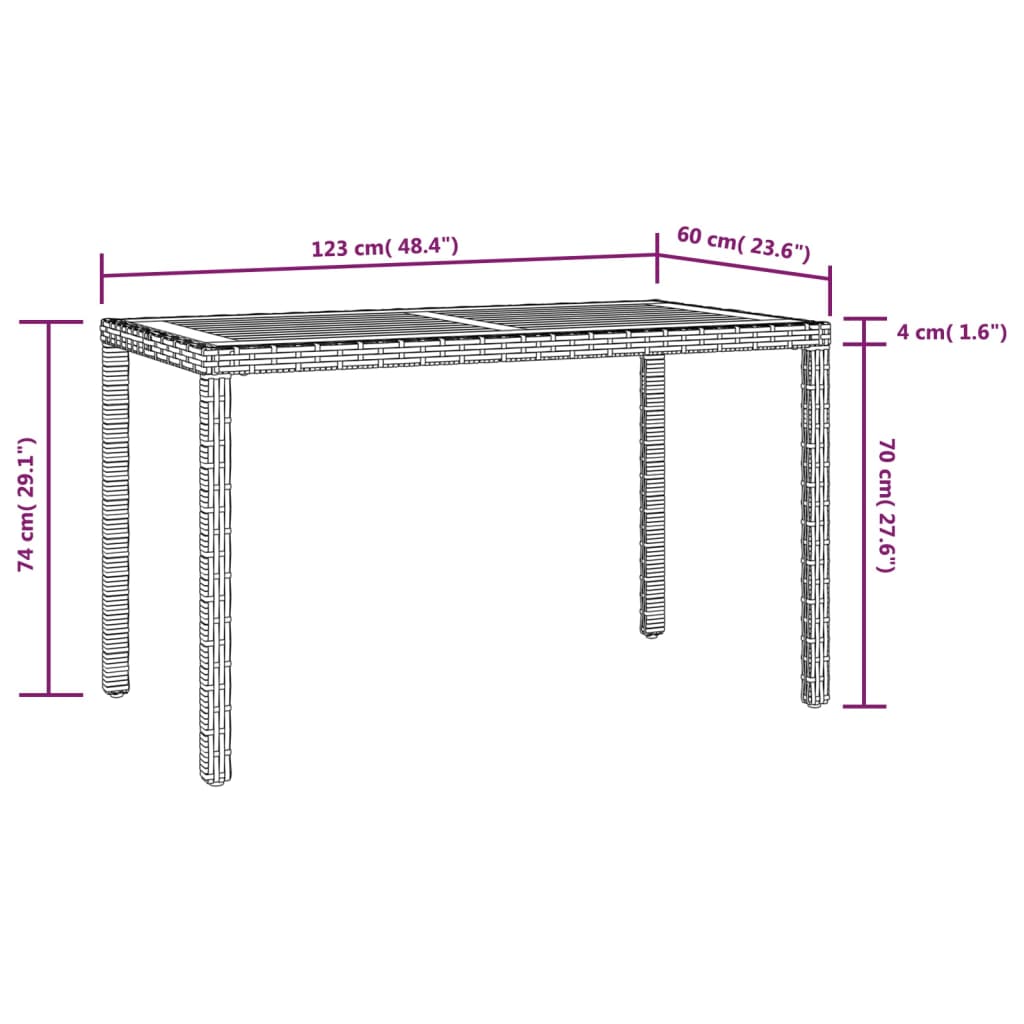 Set da Pranzo da Giardino 3 pz con Cuscini Polyrattan Grigio | homemem39