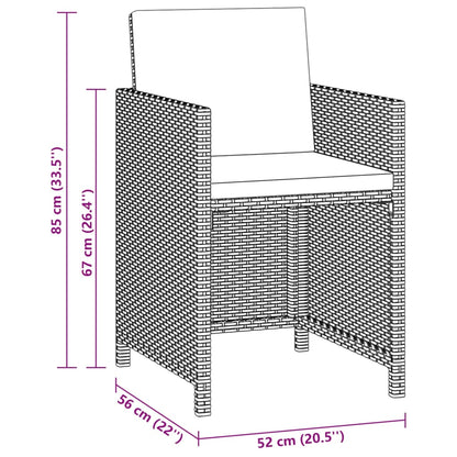 Set da Pranzo da Giardino 3 pz con Cuscini in Polyrattan Beige