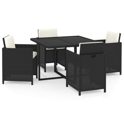 Set da Pranzo da Giardino 5 pz con Cuscini in Polyrattan Nero - homemem39