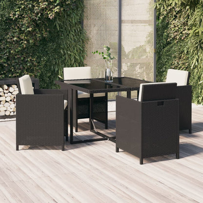 Set da Pranzo da Giardino 5 pz con Cuscini in Polyrattan Nero - homemem39