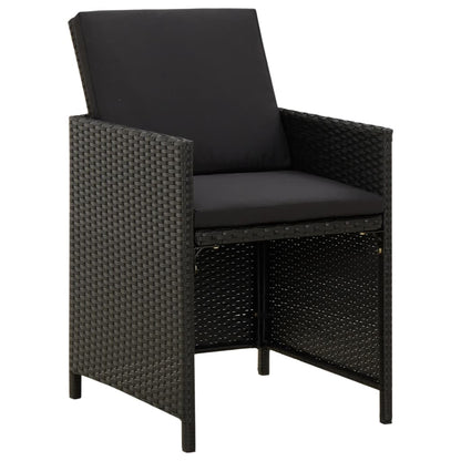 Set da Pranzo da Giardino 9 pz con Cuscini Nero in Polyrattan - homemem39