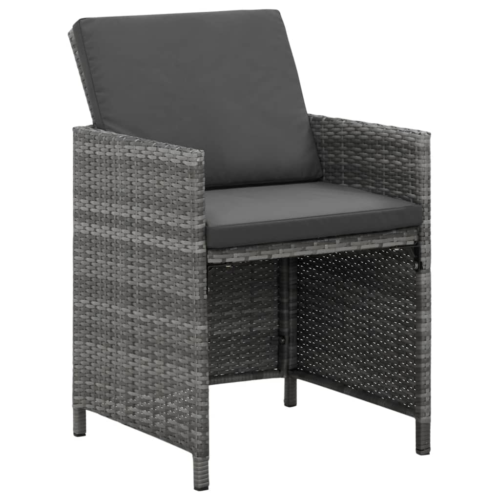 Set da Pranzo da Giardino 5 pz con Cuscini in Polyrattan Grigio - homemem39