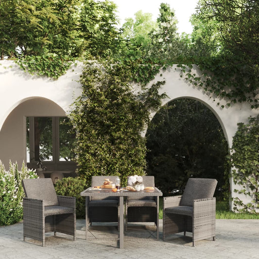Set da Pranzo da Giardino 5 pz con Cuscini in Polyrattan Grigio - homemem39