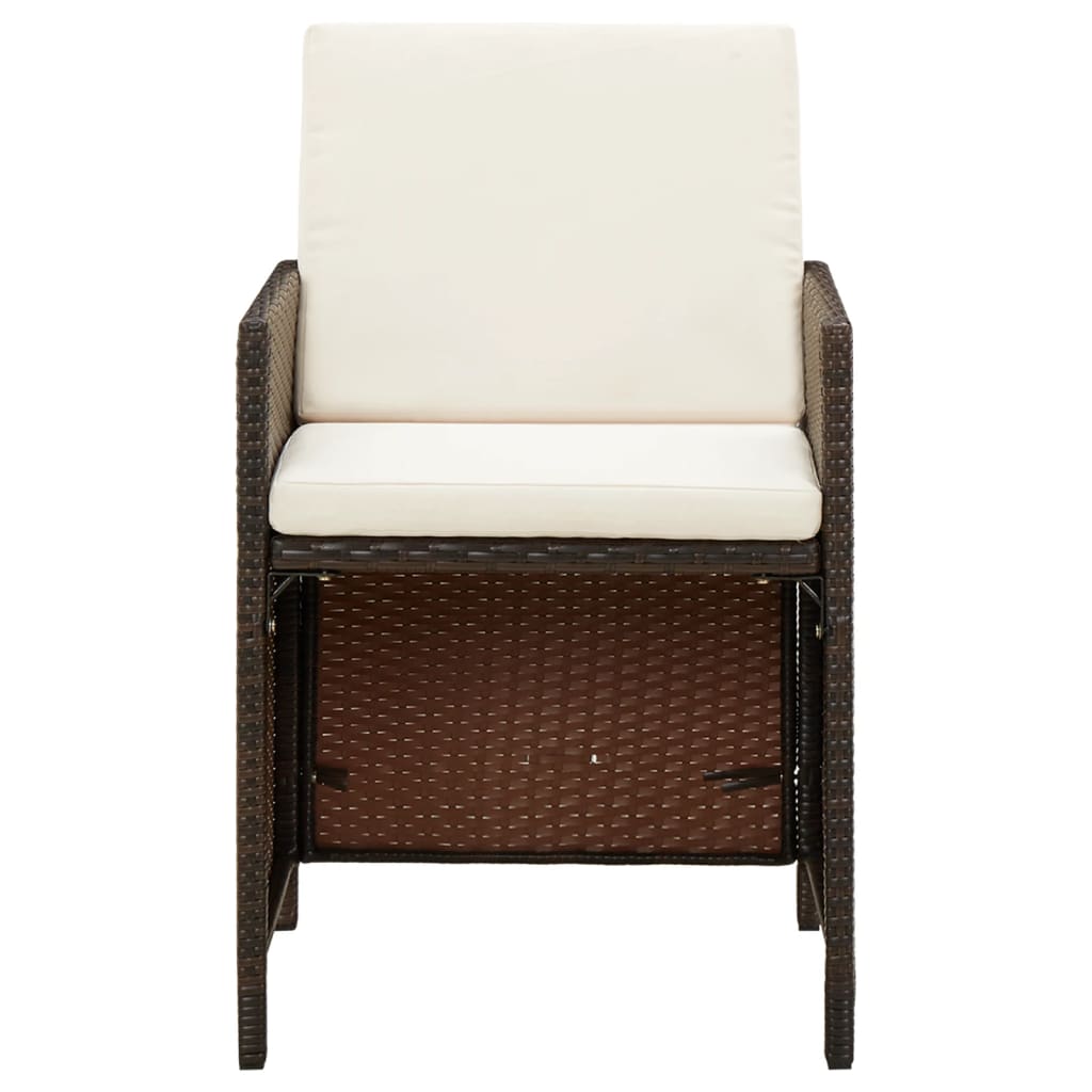 Set Divani da Giardino 9 pz con Cuscini in Polyrattan Marrone - homemem39