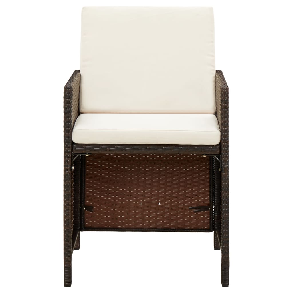 Set Divani da Giardino 9 pz con Cuscini in Polyrattan Marrone - homemem39