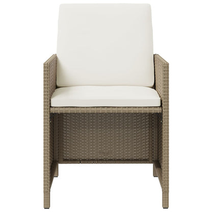 Set da Pranzo da Giardino 9 pz con Cuscini in Polyrattan Beige | homemem39