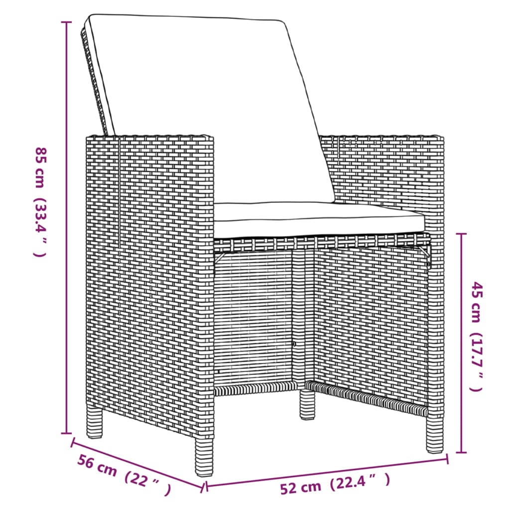 Set da Pranzo da Giardino 9 pz con Cuscini in Polyrattan Beige | homemem39