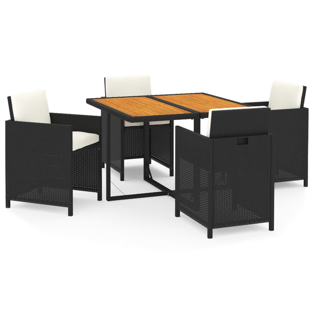 Set da Pranzo da Giardino 5 pz con Cuscini in Polyrattan Nero - homemem39