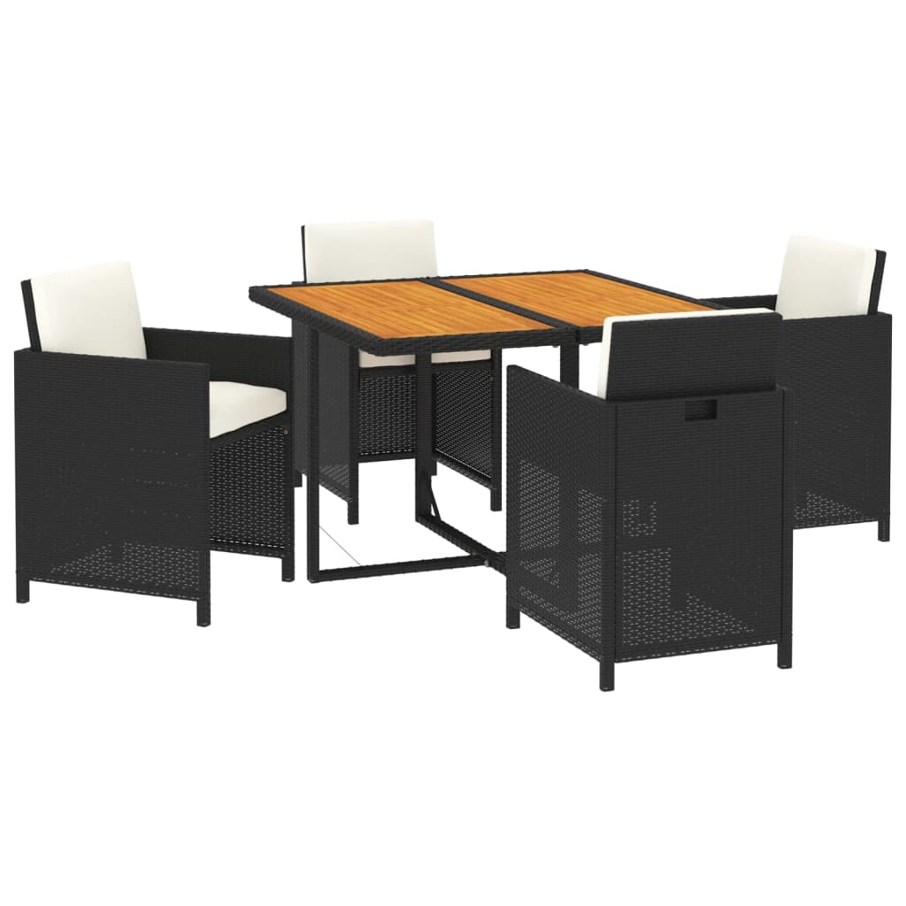 Set da Pranzo da Giardino 5 pz con Cuscini in Polyrattan Nero - homemem39