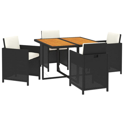 Set da Pranzo da Giardino 5 pz con Cuscini in Polyrattan Nero - homemem39