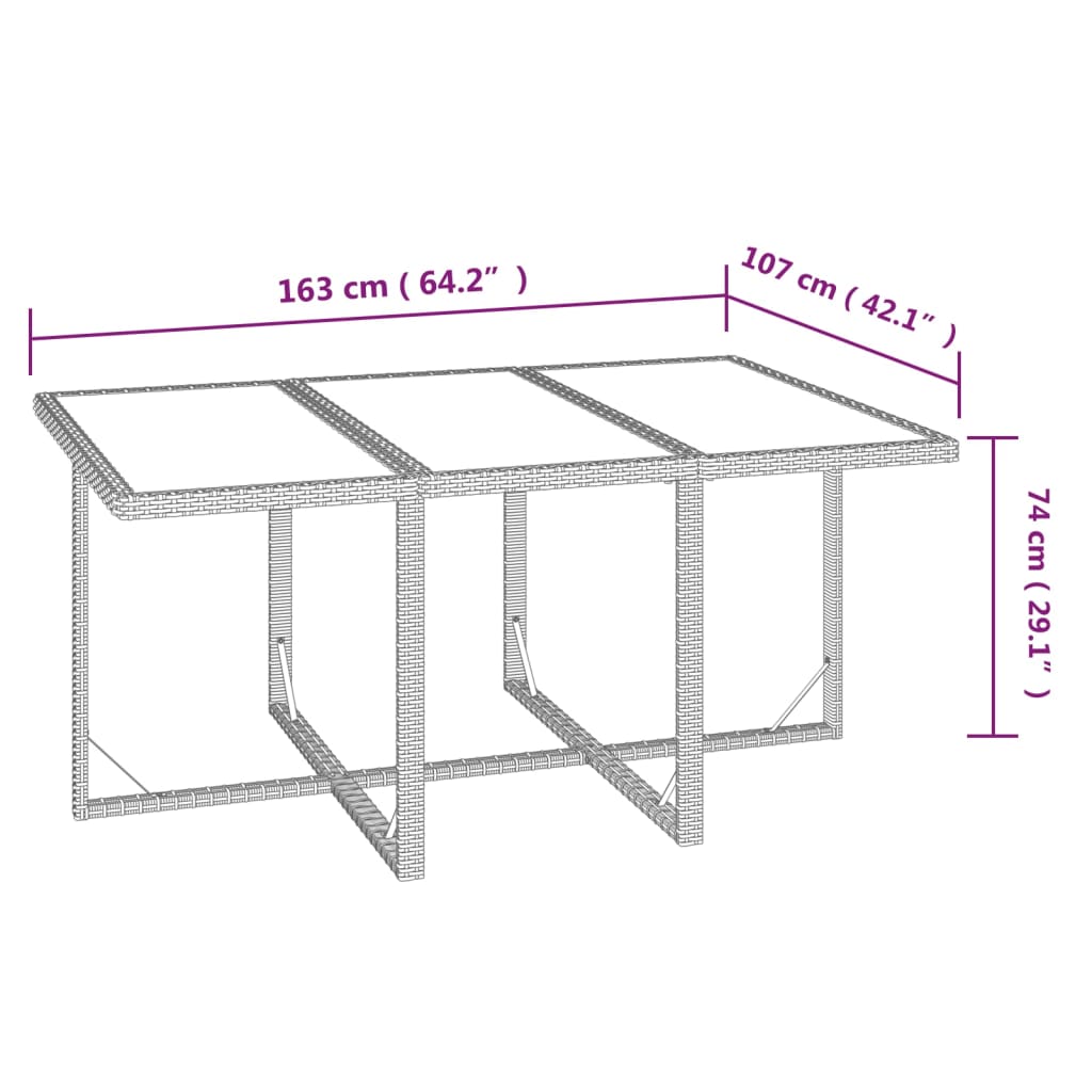 Set da Pranzo da Giardino 7 pz con Cuscini Polyrattan Marrone | homemem39