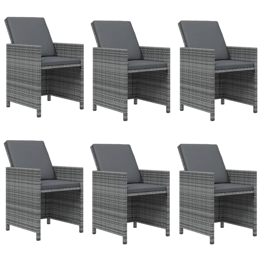 Set da Pranzo da Giardino 7 pz con Cuscini in Polyrattan Grigio | homemem39