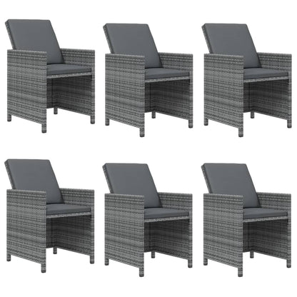 Set da Pranzo da Giardino 7 pz con Cuscini in Polyrattan Grigio | homemem39