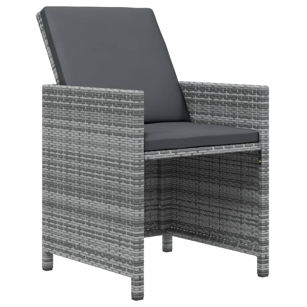 Set da Pranzo da Giardino 7 pz con Cuscini in Polyrattan Grigio | homemem39