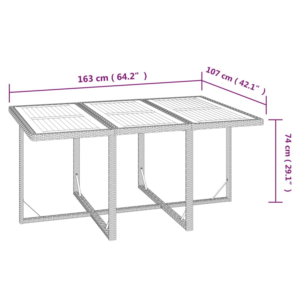 Set da Pranzo da Giardino 7 pz con Cuscini in Polyrattan Beige | homemem39