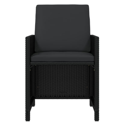 Set Pranzo da Giardino 15 pz con Cuscini in Polyrattan Nero