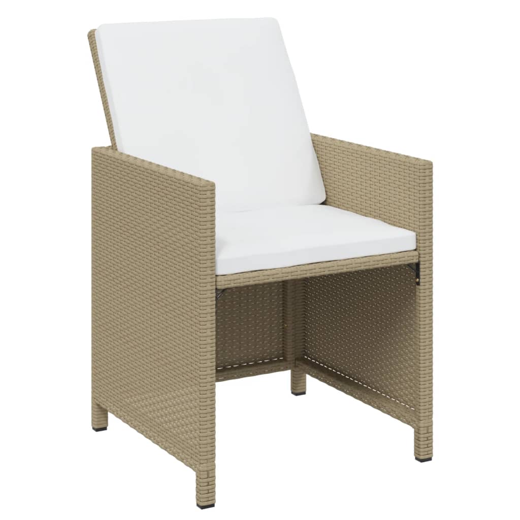 Set da Pranzo per Giardino 17pz con Cuscini in Polyrattan Beige | homemem39