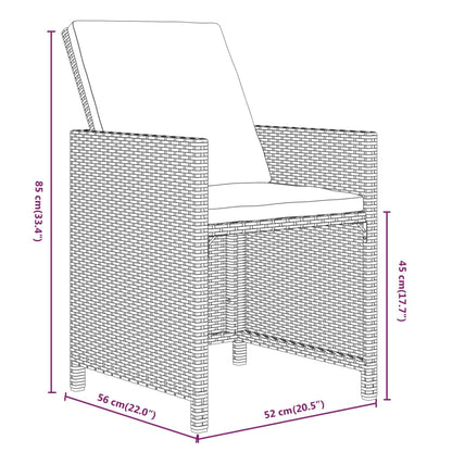 Set da Pranzo per Giardino 17pz con Cuscini in Polyrattan Beige | homemem39