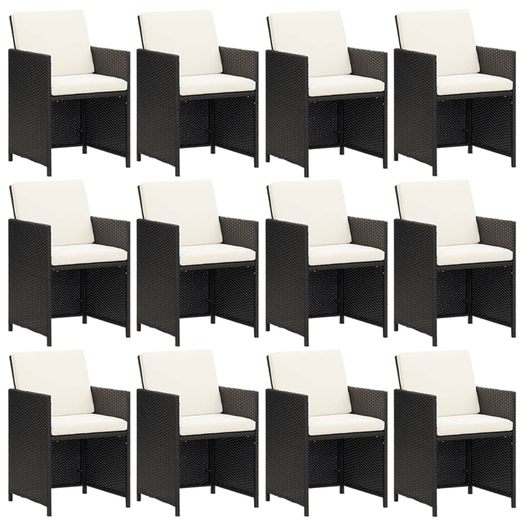 Set da Pranzo per Giardino 13 pz con Cuscini in Polyrattan Nero | homemem39