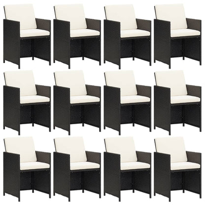 Set da Pranzo per Giardino 13 pz con Cuscini in Polyrattan Nero | homemem39