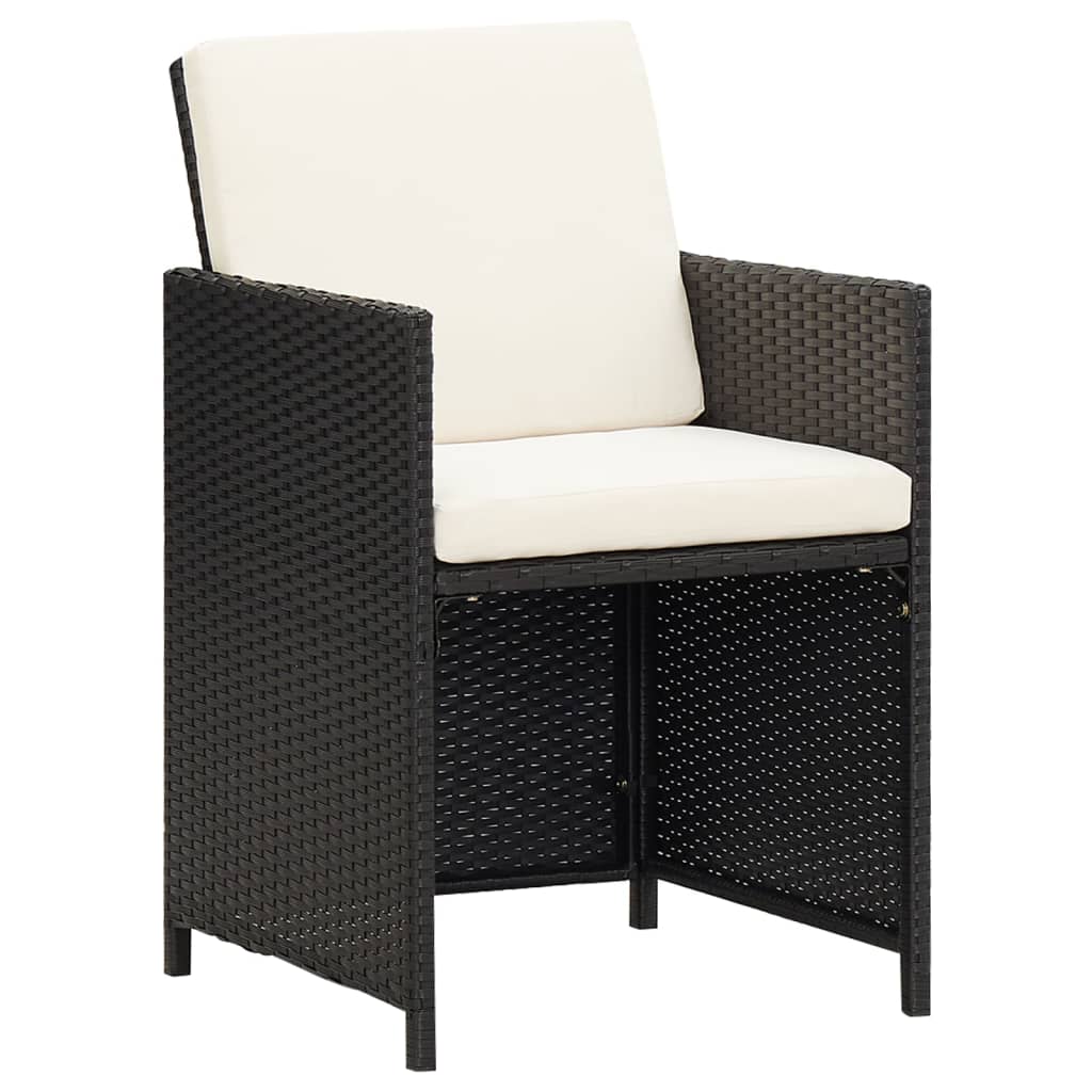 Set da Pranzo per Giardino 13 pz con Cuscini in Polyrattan Nero | homemem39