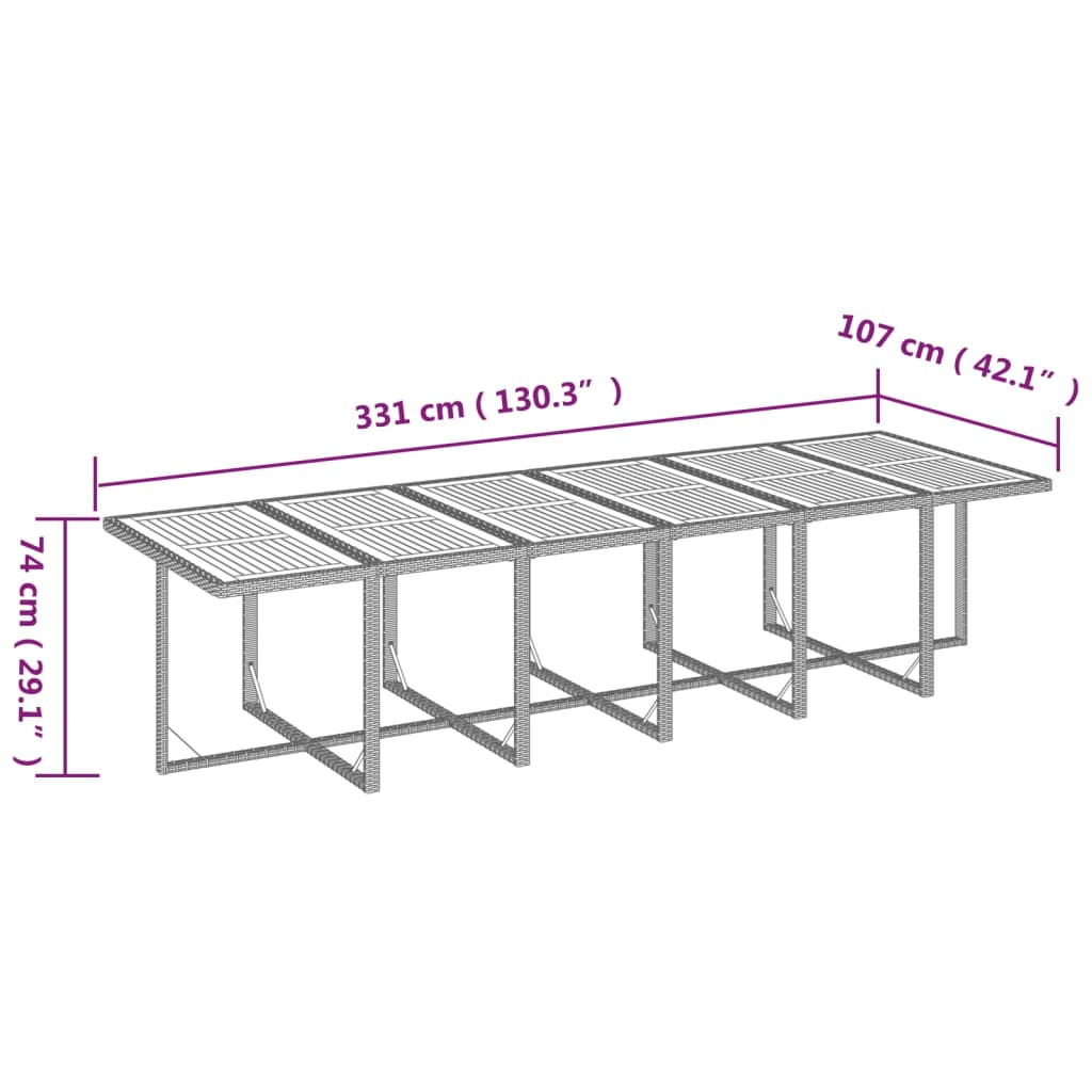 Set da Pranzo per Giardino 13 pz con Cuscini in Polyrattan Nero | homemem39