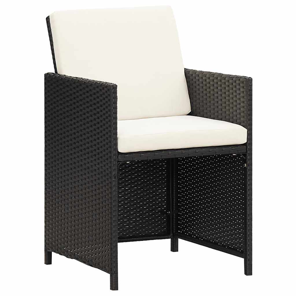 Set da Pranzo per Giardino 17 pz con Cuscini in Polyrattan Nero