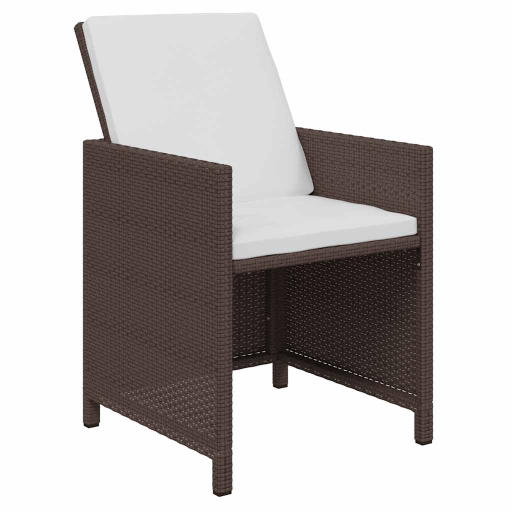 Set da Pranzo da Giardino 17 pz con Cuscini Marrone Polyrattan | homemem39