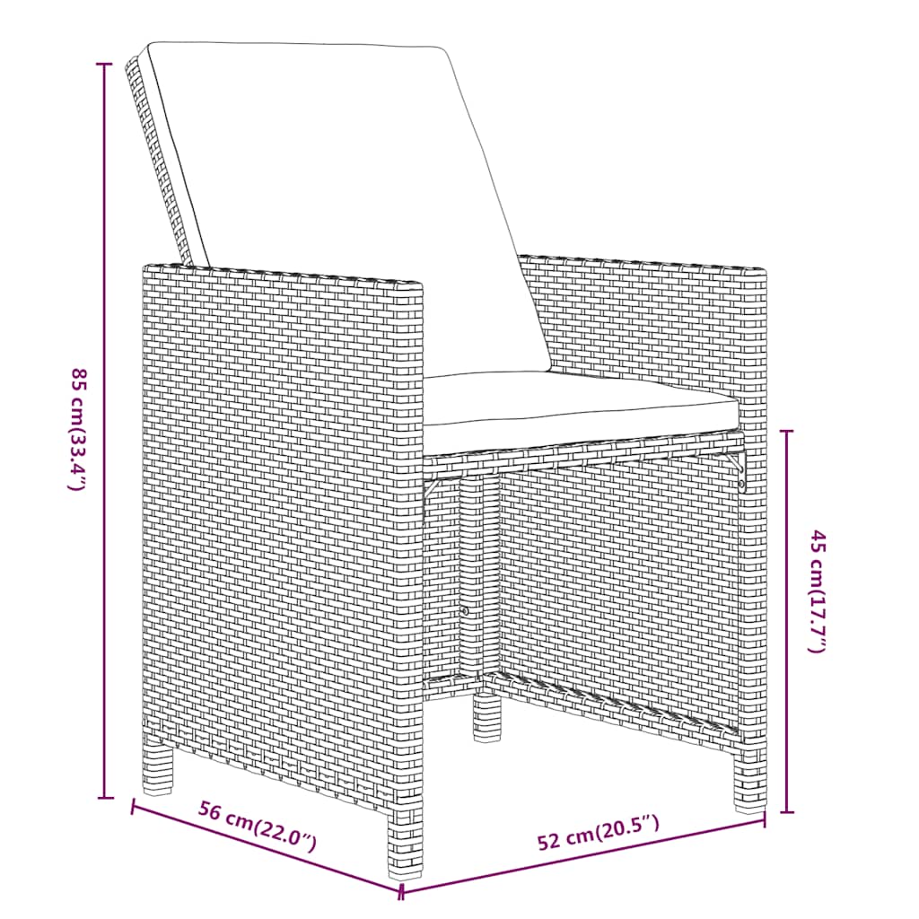 Set da Pranzo da Giardino 17 pz con Cuscini Marrone Polyrattan | homemem39