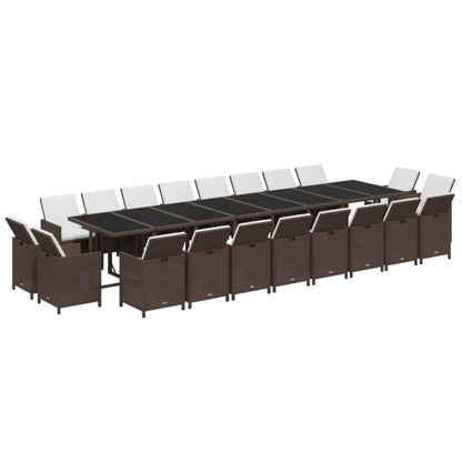 Set da Pranzo per Giardino 21pz con Cuscini Polyrattan Marrone
