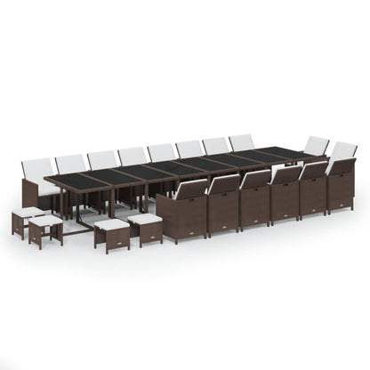 Set da Pranzo per Giardino 21pz con Cuscini in Polyrattan Beige | homemem39