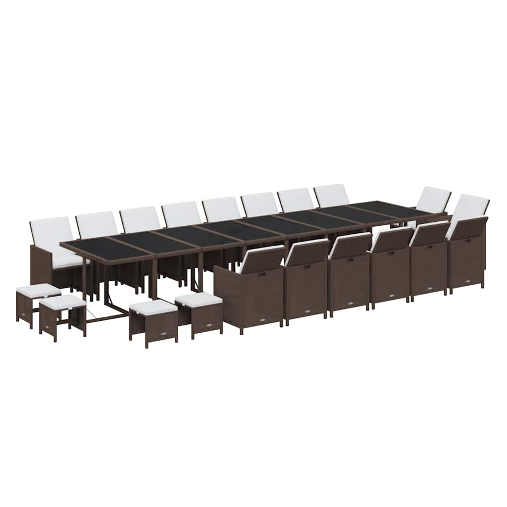 Set da Pranzo per Giardino 21pz con Cuscini in Polyrattan Beige | homemem39