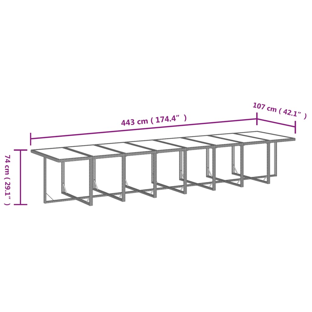Set da Pranzo da Giardino 17 pz con Cuscini Beige in Polyrattan | homemem39