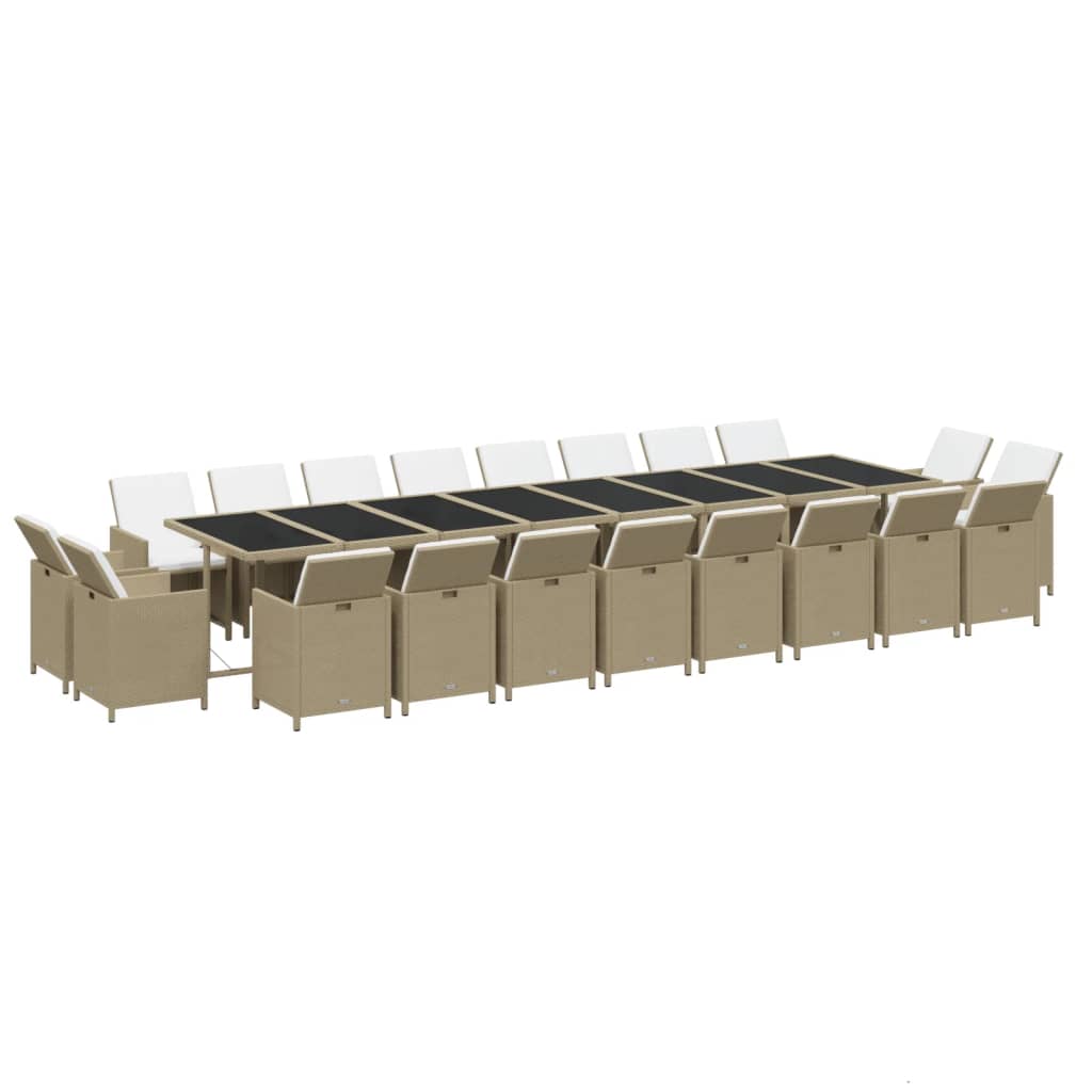 Set da Pranzo per Giardino 21pz con Cuscini in Polyrattan Beige | homemem39